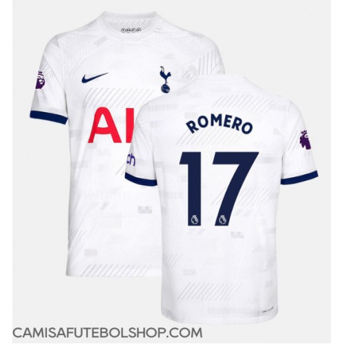 Camisa de time de futebol Tottenham Hotspur Cristian Romero #17 Replicas 1º Equipamento 2023-24 Manga Curta
